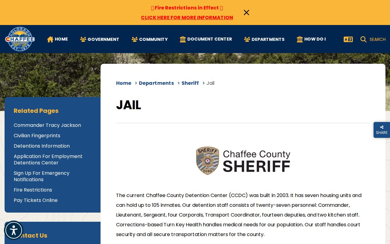 Chaffee County outstanding warrant custody and bond route