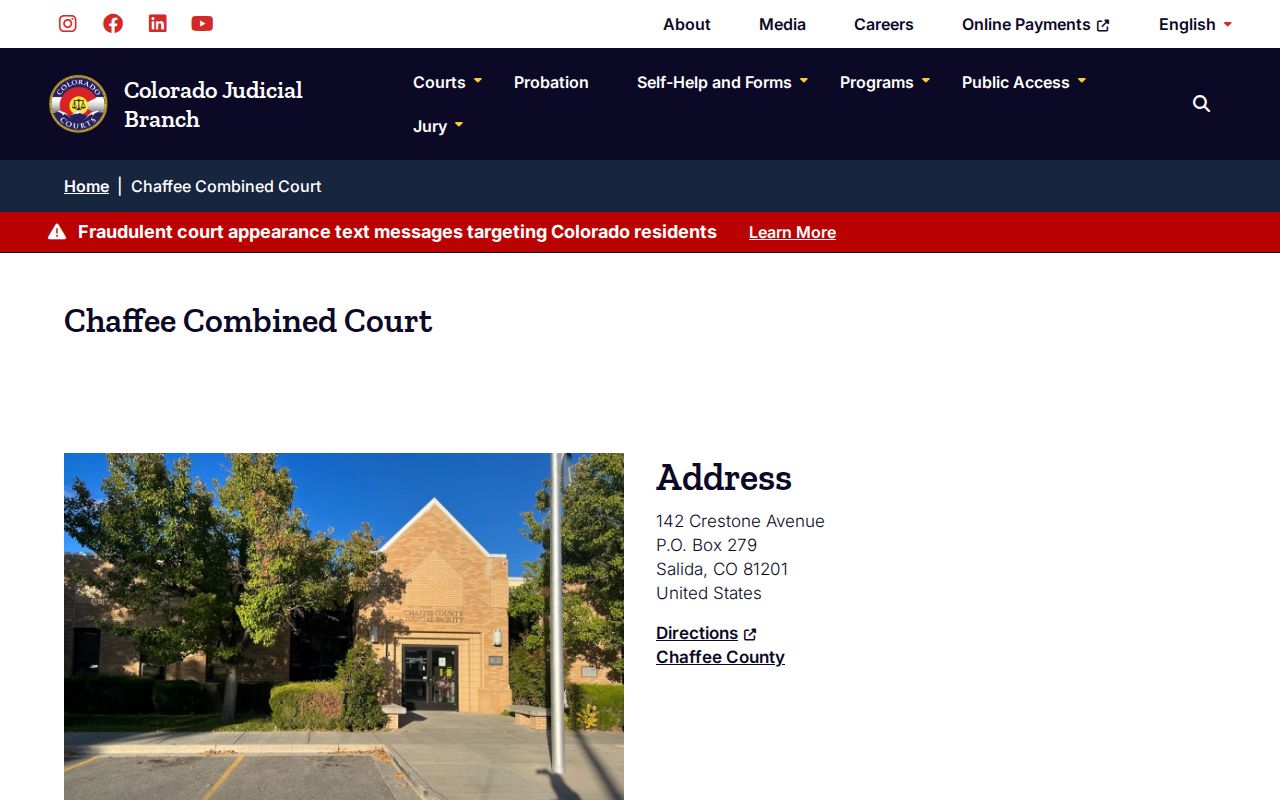 Chaffee County warrant lookup court location
