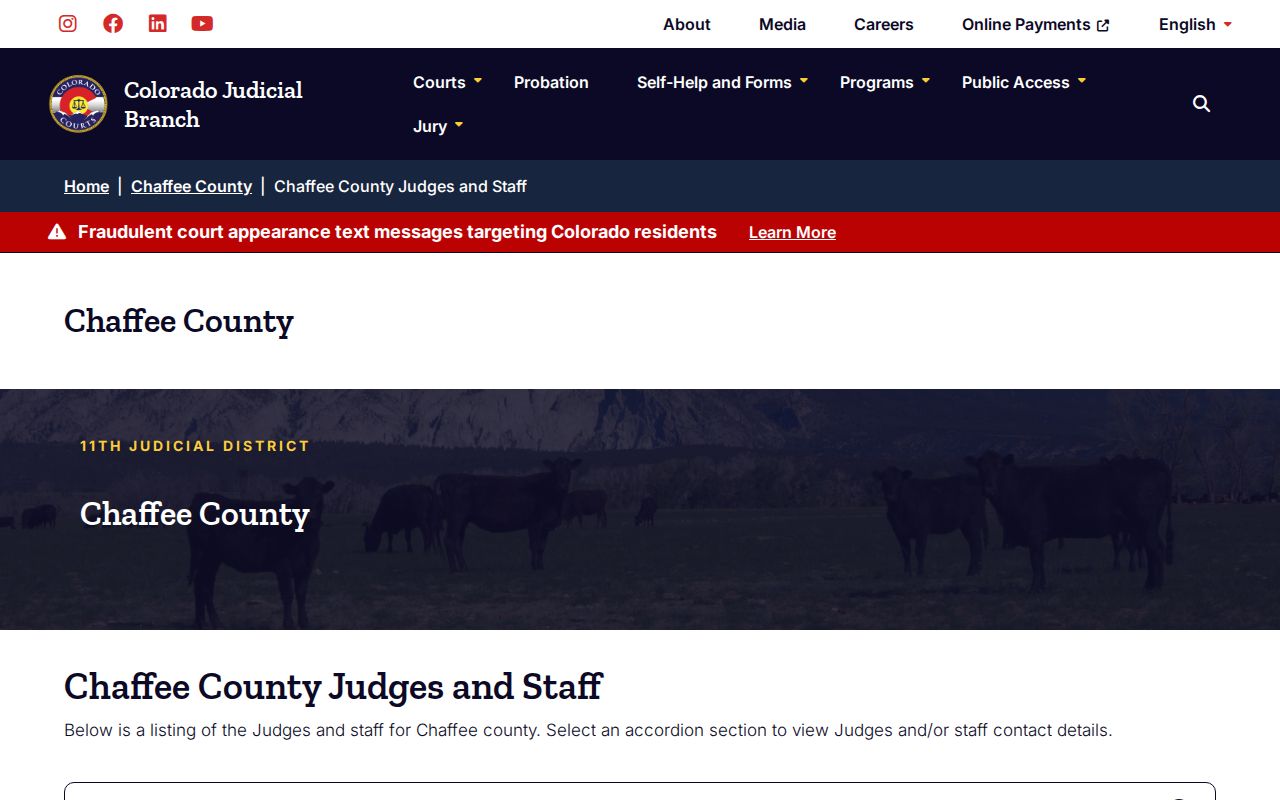 Chaffee County warrant lookup court staff