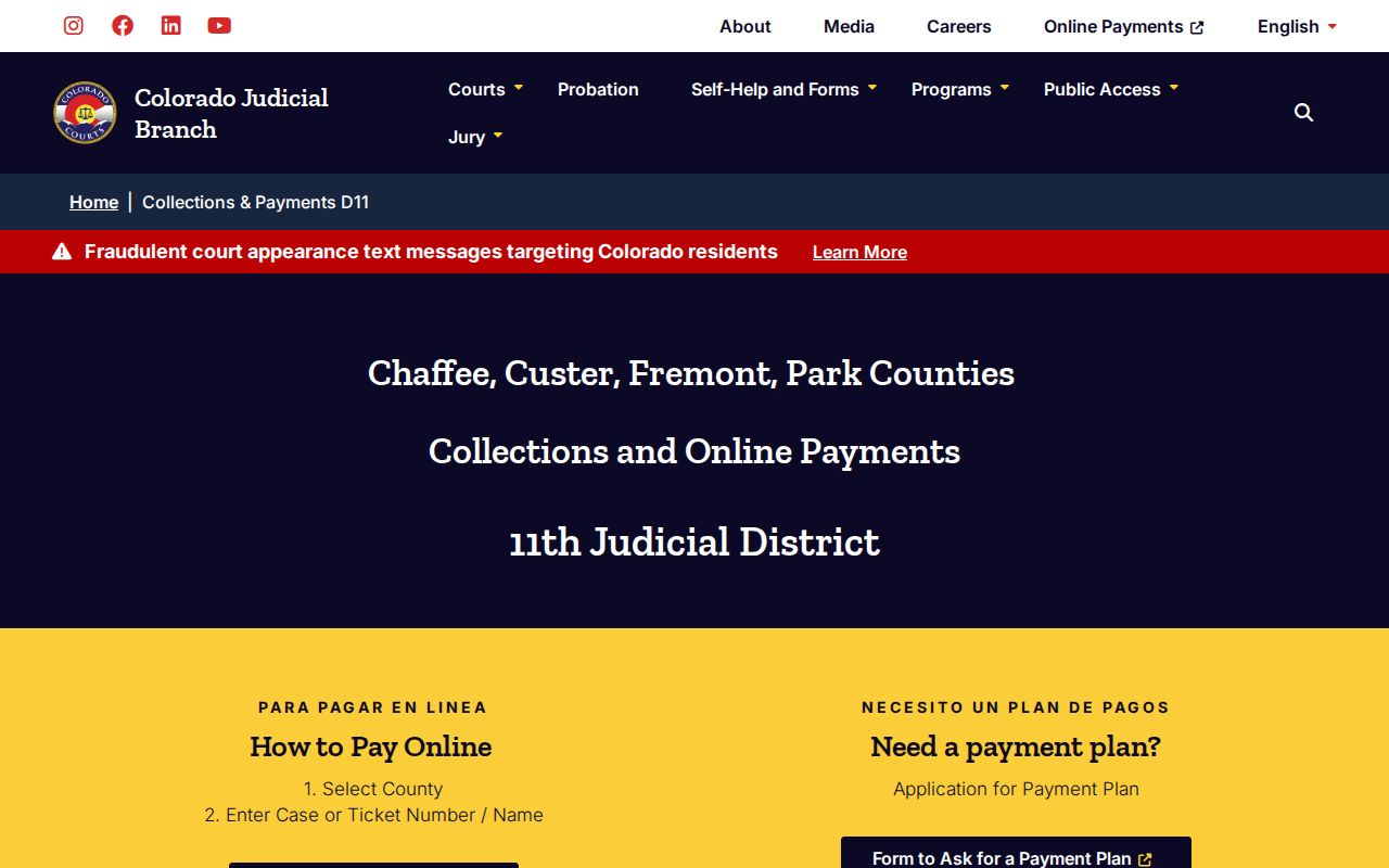 11th Judicial District collections and payment instructions