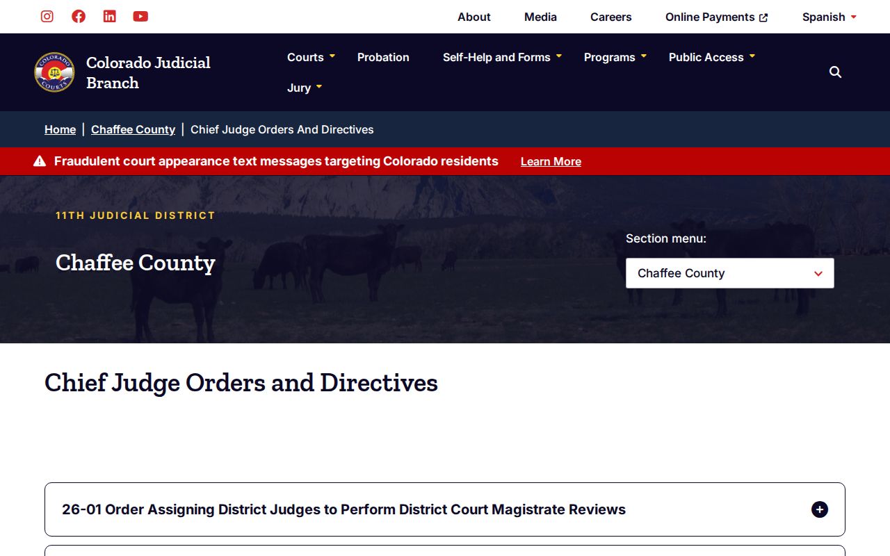 Judicial orders affecting state warrant questions near Salida